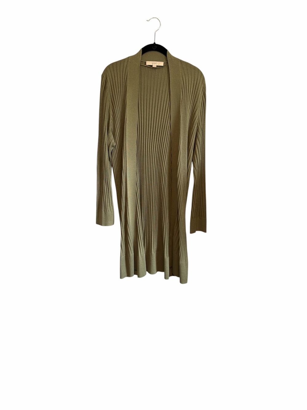 Loft Olive Green Ribbed Longline Open Front Duster Cardigan Size Extra Large